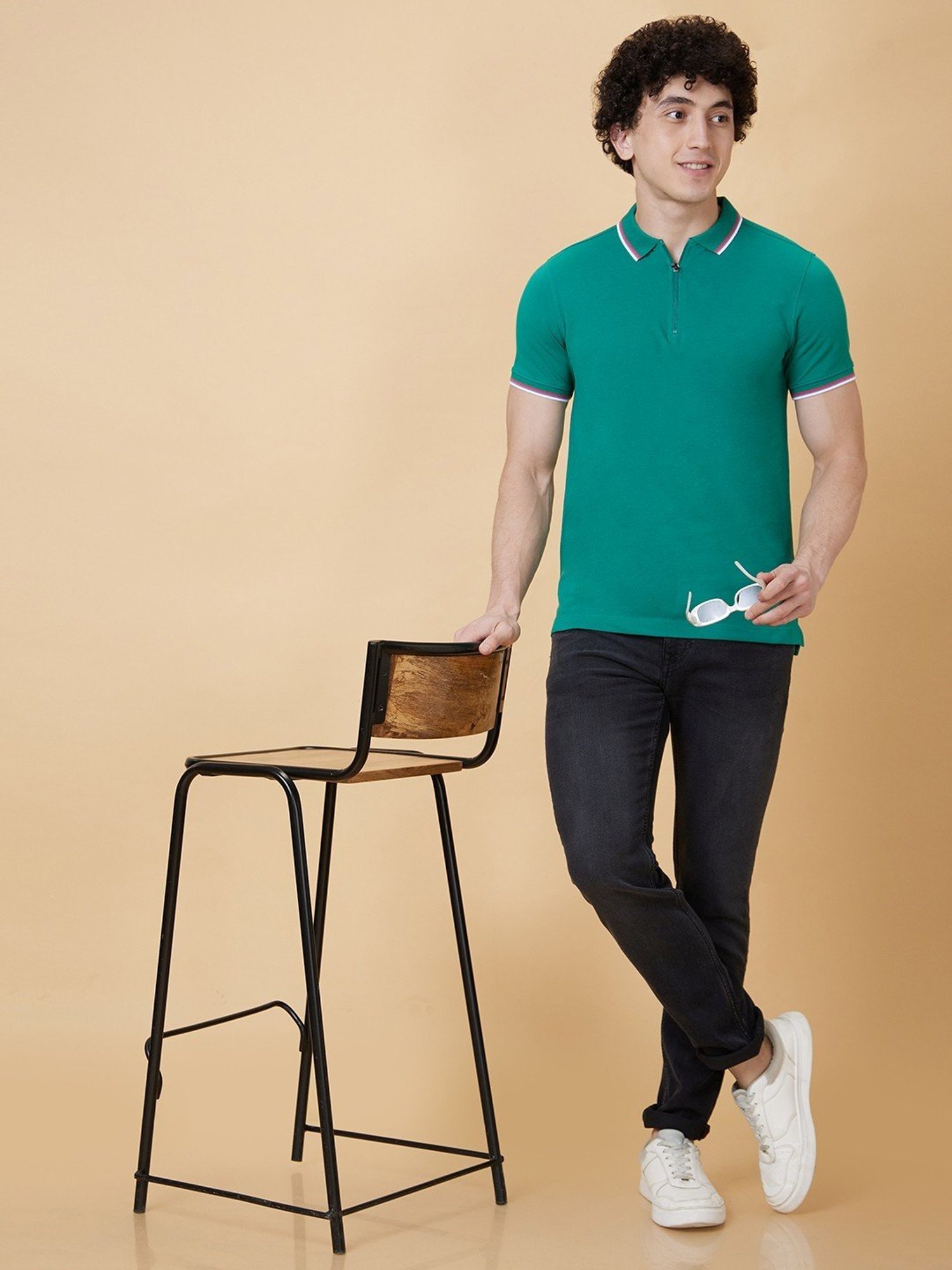Being Human Green Regular Fit Polo T-Shirt