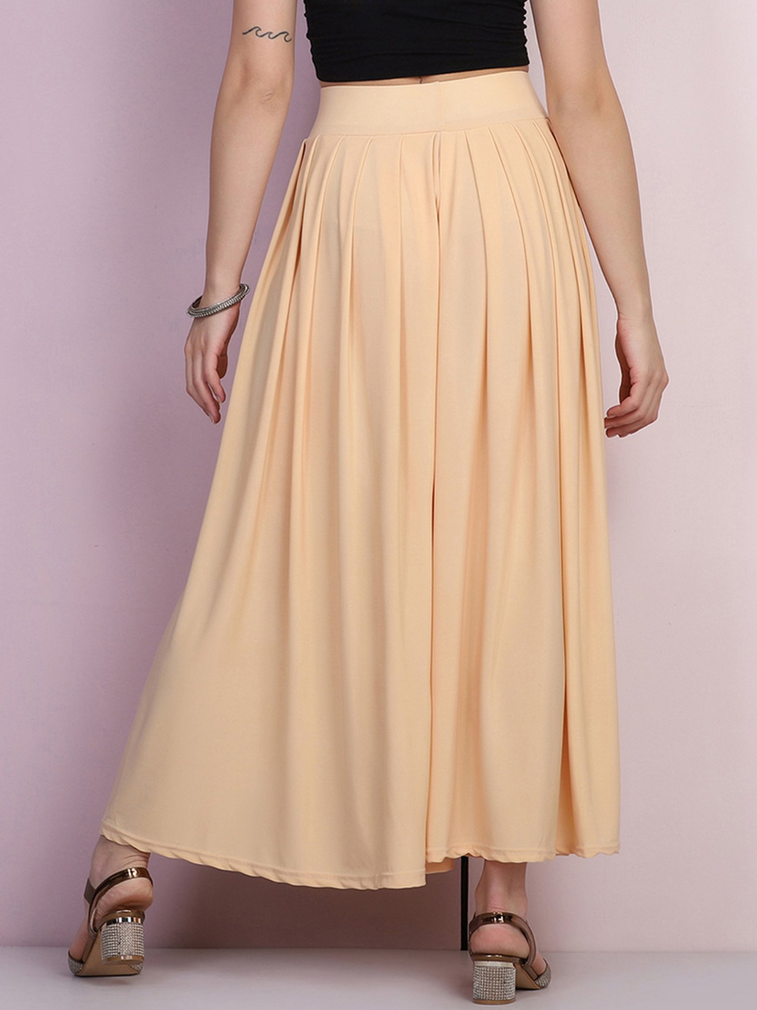 BUYNEWTREND Beige Mid Rise Palazzos