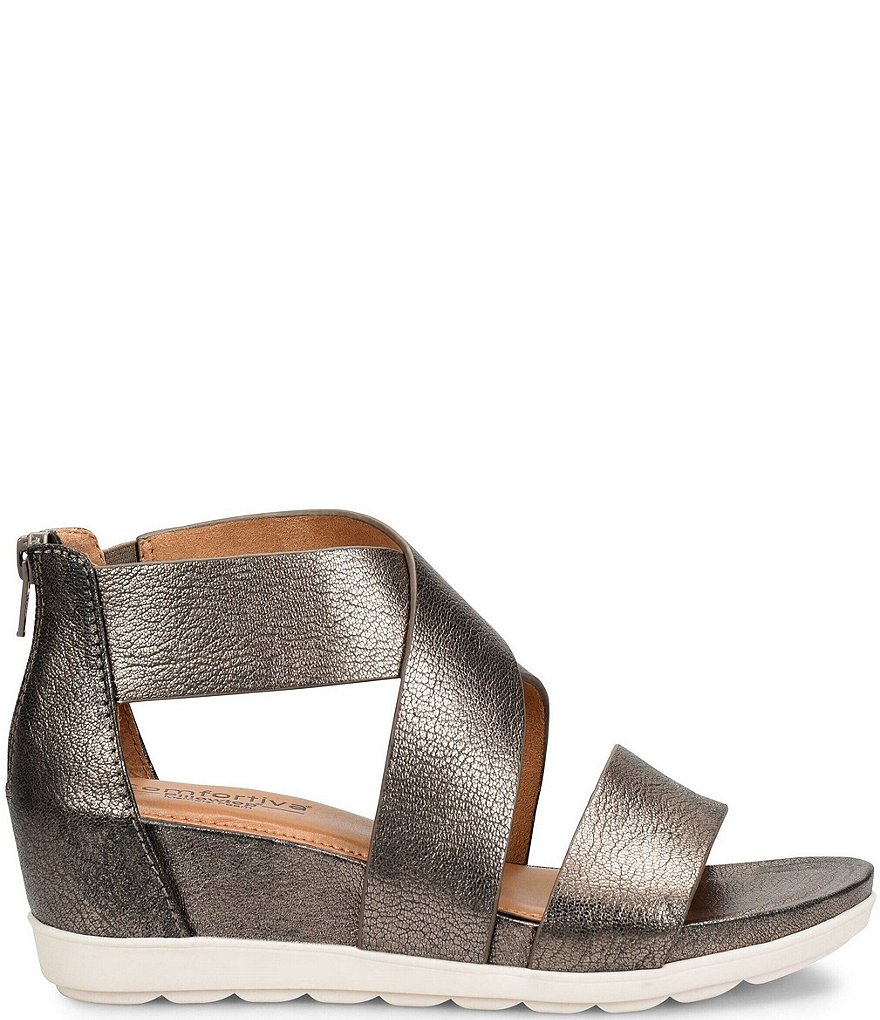 Comfortiva Pacifica Leather Criss-Cross Strap Sporty Wedge Sandals