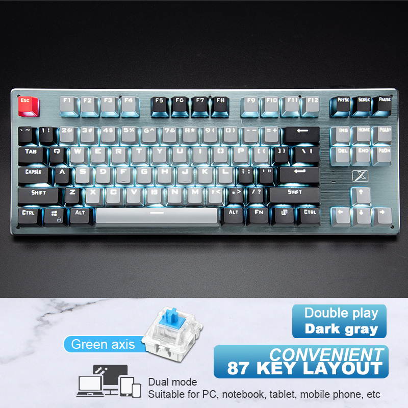 Bluetooth Mechanical Gaming Keyboard with LED Backlit 87 Anti-Ghosting Key Wired/Wireless USB Receiver Rechargeable Keyboard for PC Mac Gamer