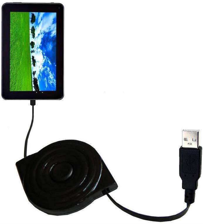 USB Power Port Ready retractable USB charge USB cable wired specifically for the Double Power D7020 D7015 7 inch tablet and uses TipExchange