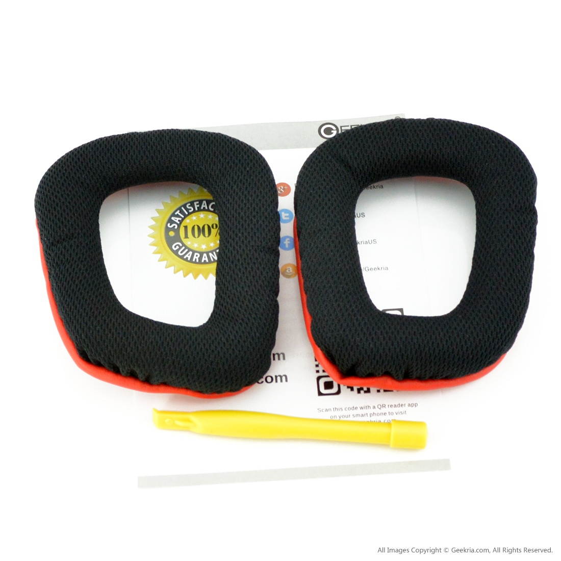 Geekria Replacement Earpad for Logitech G35, G430, G930, F450 Headphones / Headphone Ear Pad / Ear Cushion / Ear Cups / Ear Cover / Earpads Repair Parts (Red & Black)