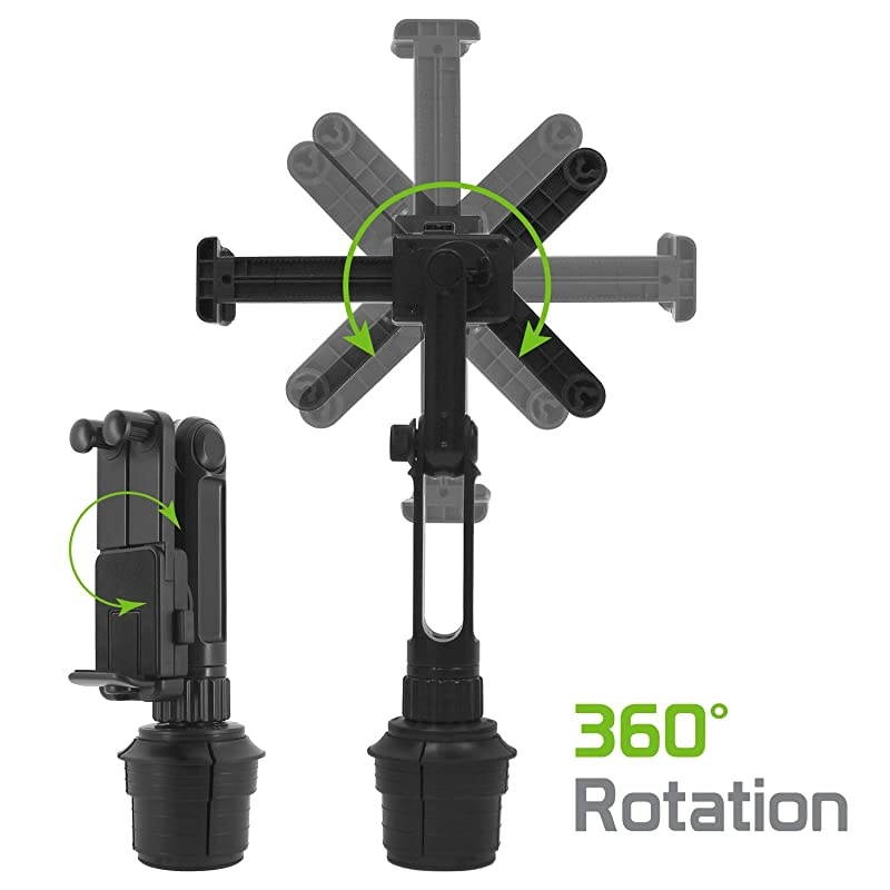 Universal 360 Adjustable Cup Holder Tablet Automobile Mount Cradle Compatible with Apple IPad Pro 129 Air 2019 IPad Mini 4 Samsung Galaxy Tab S6 S4 S5e A 80 101 Surface Go Pro 6 Fire HD 10