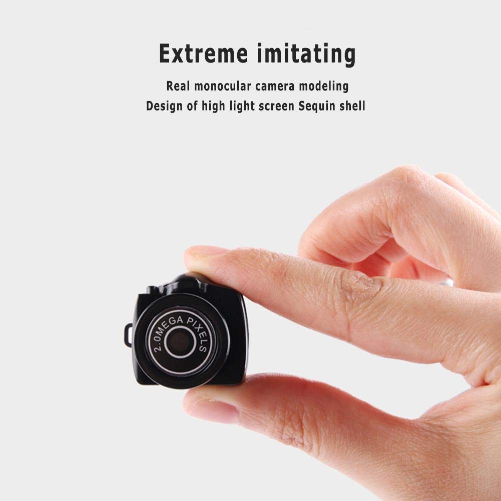 Tiny Mini Spy Hidden Camera HD Video Audio Recorder Webcam Y2000 Camcorder Small DV DVR Security Secret Nanny Car Sport Micro Cam with Mic Thumb Camera with Keychain Cam for Aerial Photography Pets