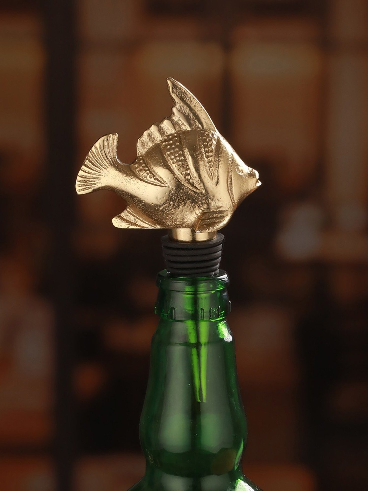 Trovea's Fish Design Golden Bottle Stopper
