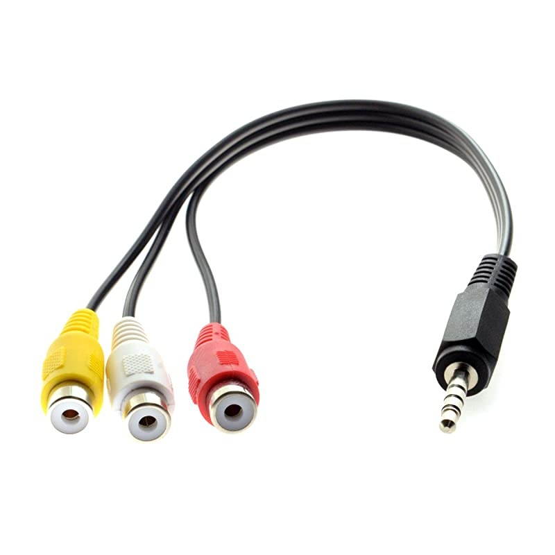 35mm 18 Male Stereo Car AUX to 3 RCA AV Female Cord Audio Video Composite Cable 20cm
