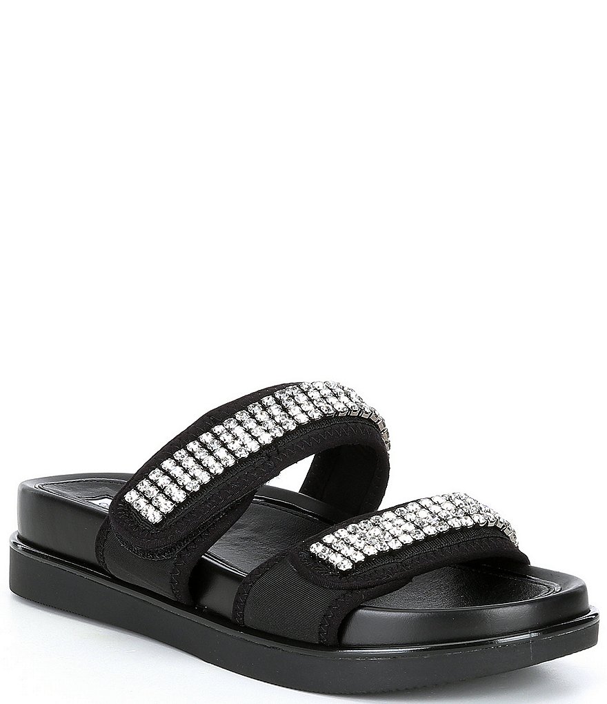 Chelsea & Violet Alici Rhinestone Two-Banded Flatform Sandals