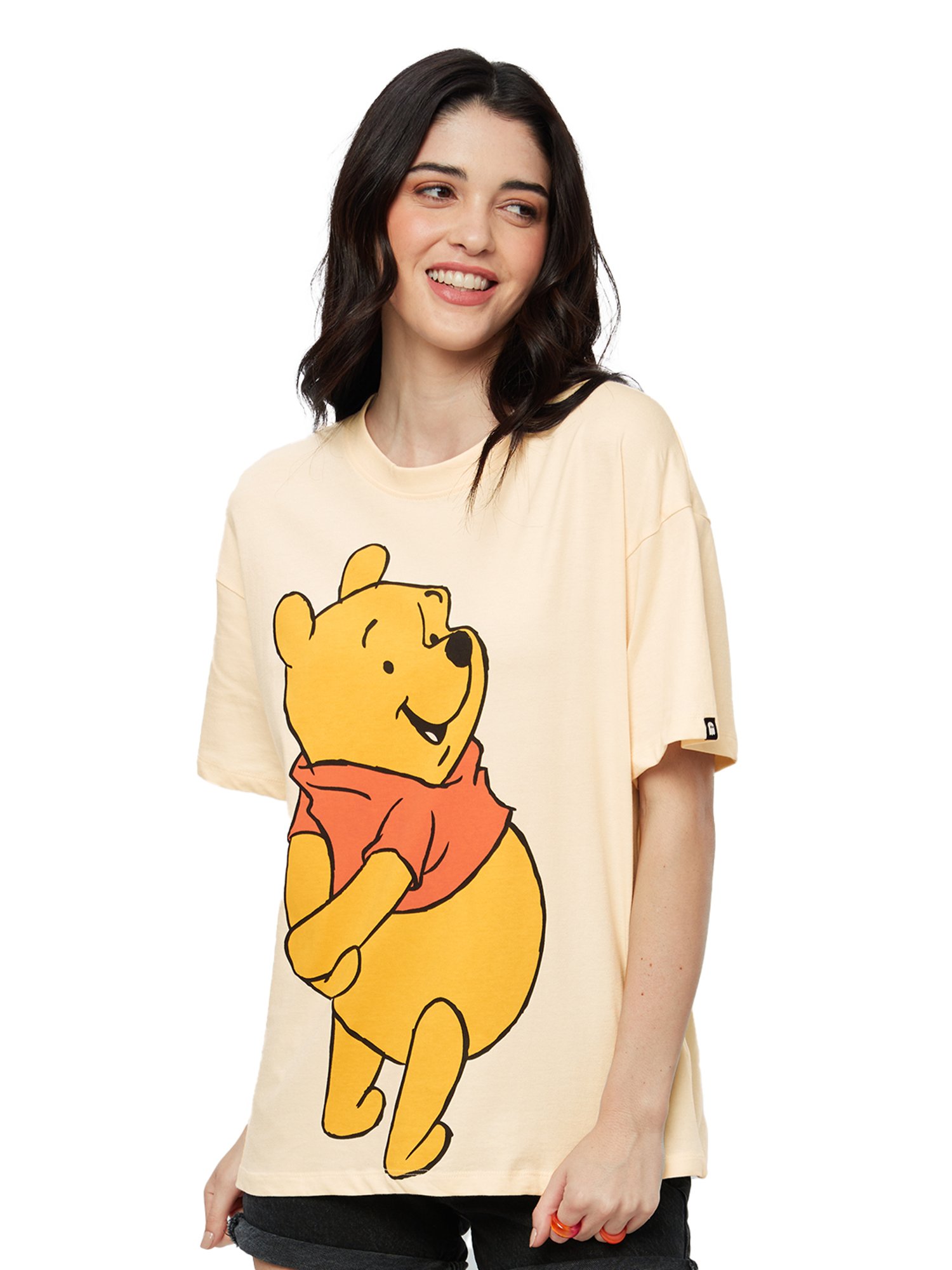 The Souled Store Yellow Disney: Winnie The Pooh Printed Oversized T-Shirt