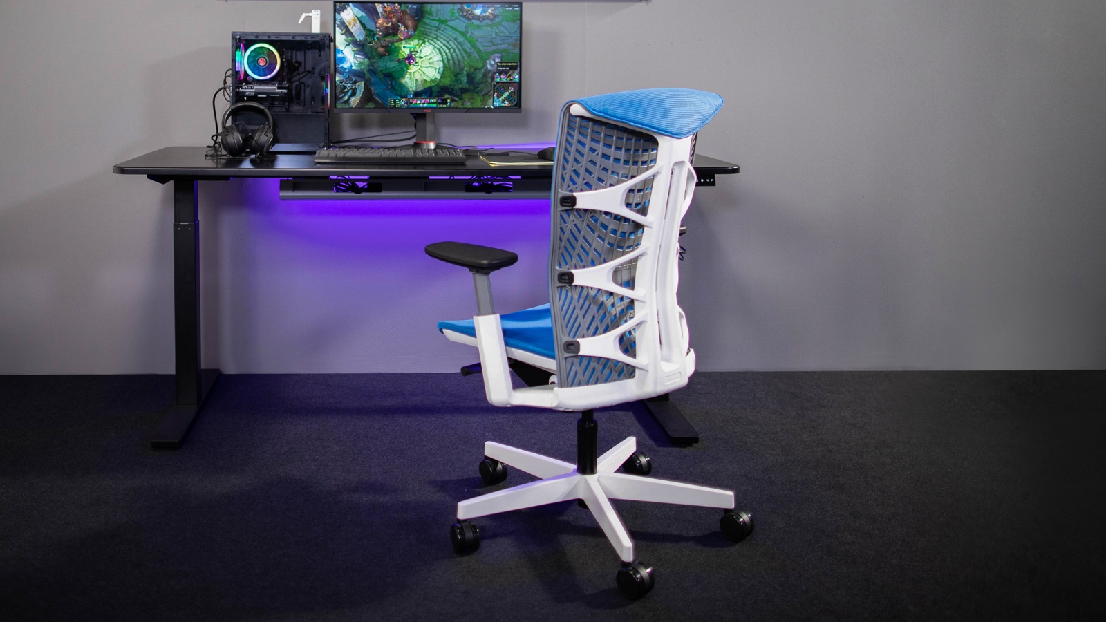 Autonomous Ergonomic Office Chair - ErgoChair Pro+ White Frame, Grey TPE with Blue Mesh