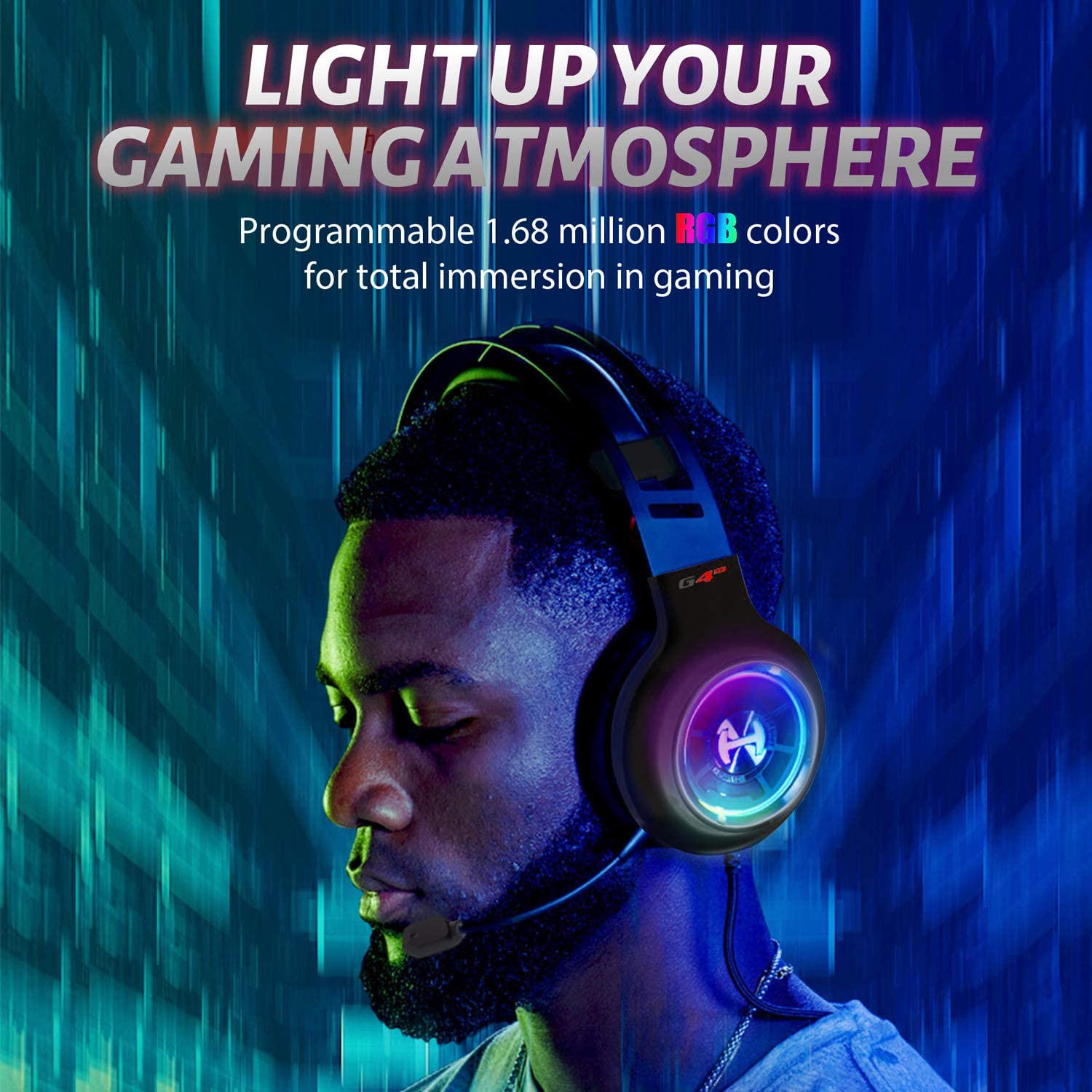 Edifier G4 TE Gaming Headset for PC, PS4, 7.1 Surround Sound Gaming Headphones with Noise Canceling Microphone, USB Over-Ear Headphone Wired with RGB Light, 50mm Driver for Mac, Laptop,Black