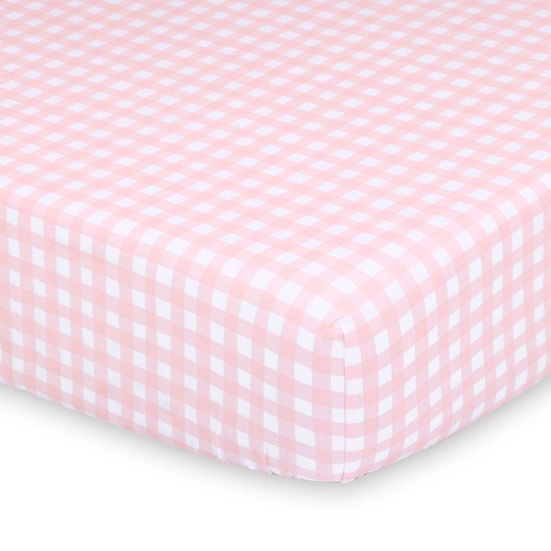 The Peanutshell Farmhouse Pink Check Fitted Sheet