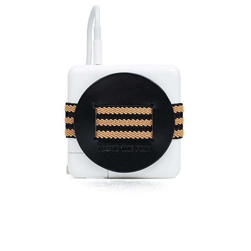 Leather Cable Organizer for MacBook Pro Power Adapter BlackStripes