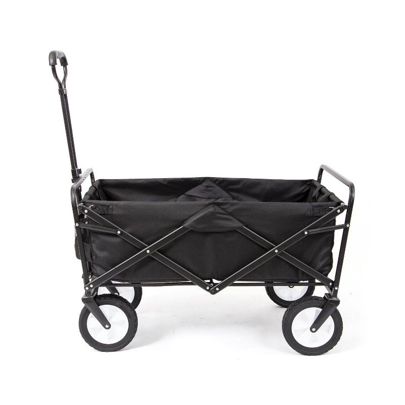 Mac Sports Heavy Duty Steel Frame Collapsible Folding 150 Pound Capacity Outdoor Camping Garden Utility Wagon Yard Cart, Black