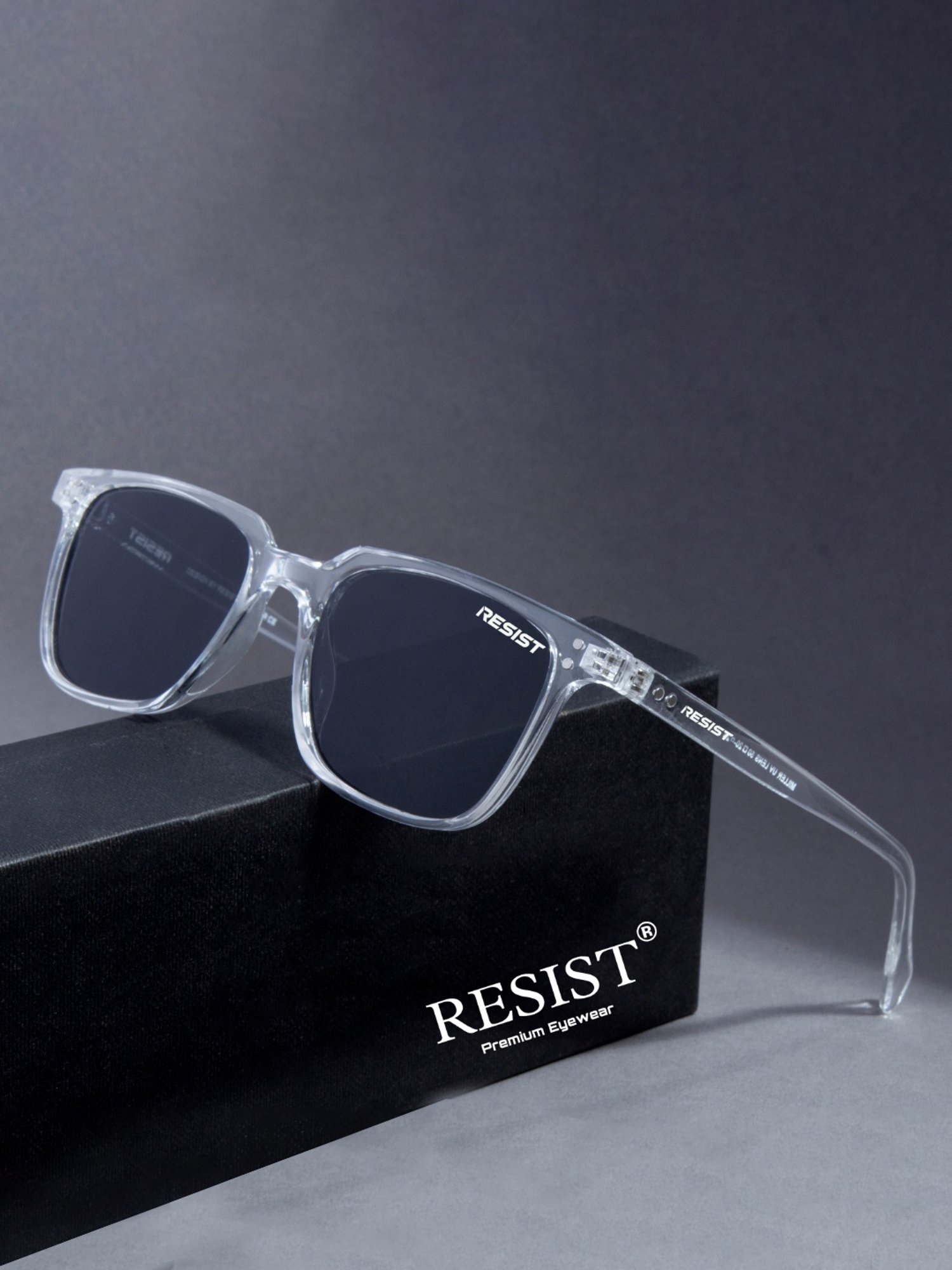 Resist Eyewear Black Wayfarer uv protected Unisex Sunglasses