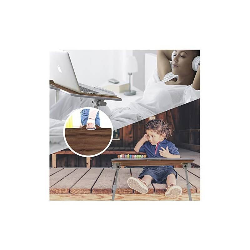 Laptop Desk Stand Portable Laptop Bed Tray Table with Top Handle Height amp Angle Adjustable Sit ant amp Angle Adjustable Sit and Stand Desk Foldable Bed Desk for Reading on Couch Black Teak