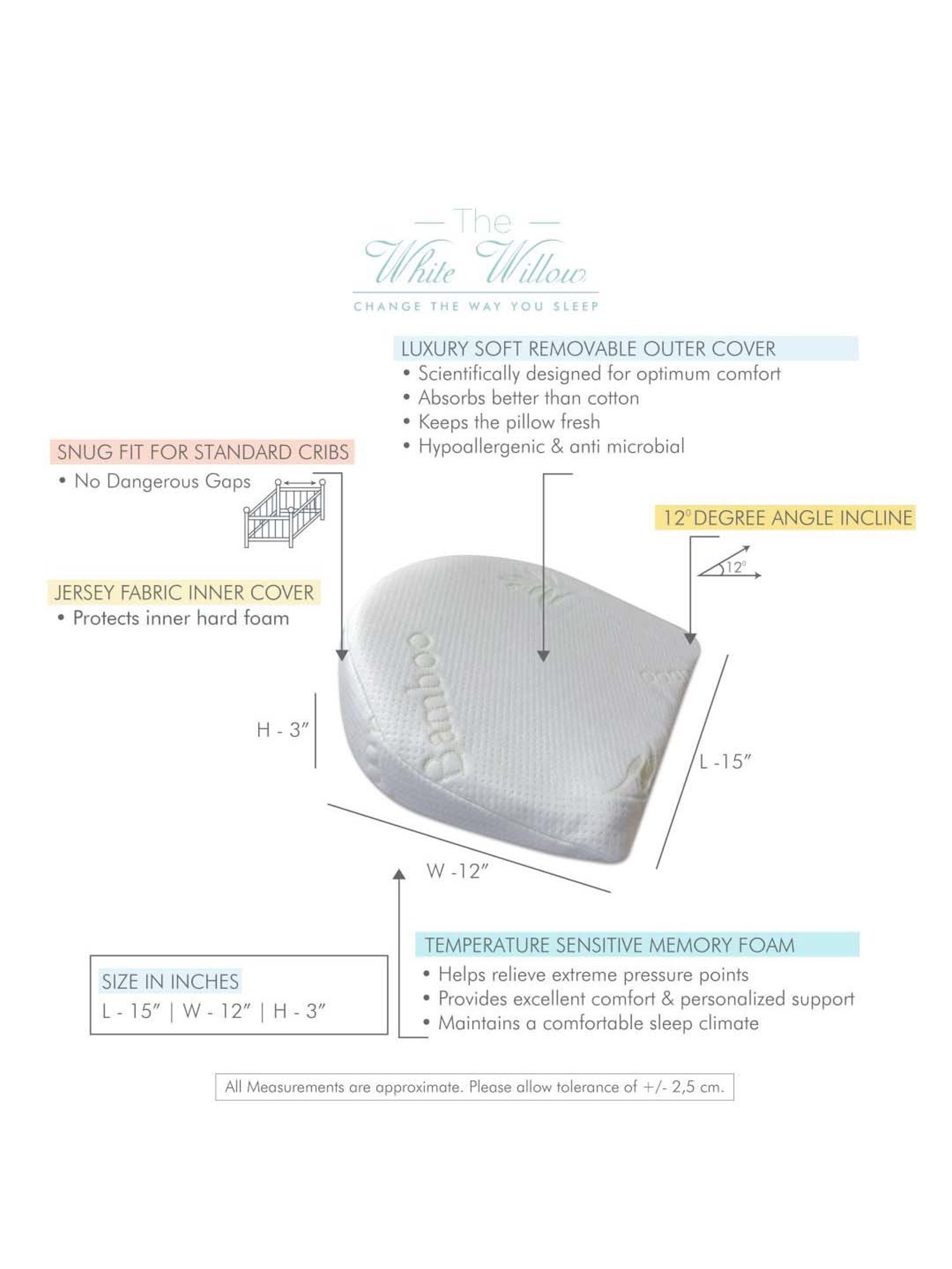 The White Willow White C-Shaped Wedge Pillow - Set of 1