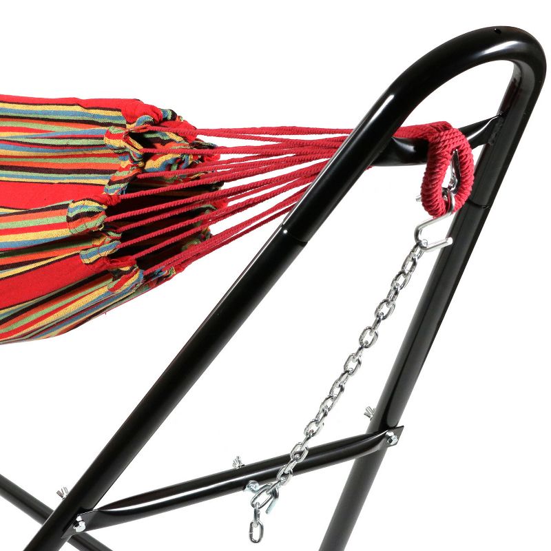 Sunnydaze Large Two-Person Double Brazilian Hammock with Universal Stand - 450 lb Weight Capacity - Sunset