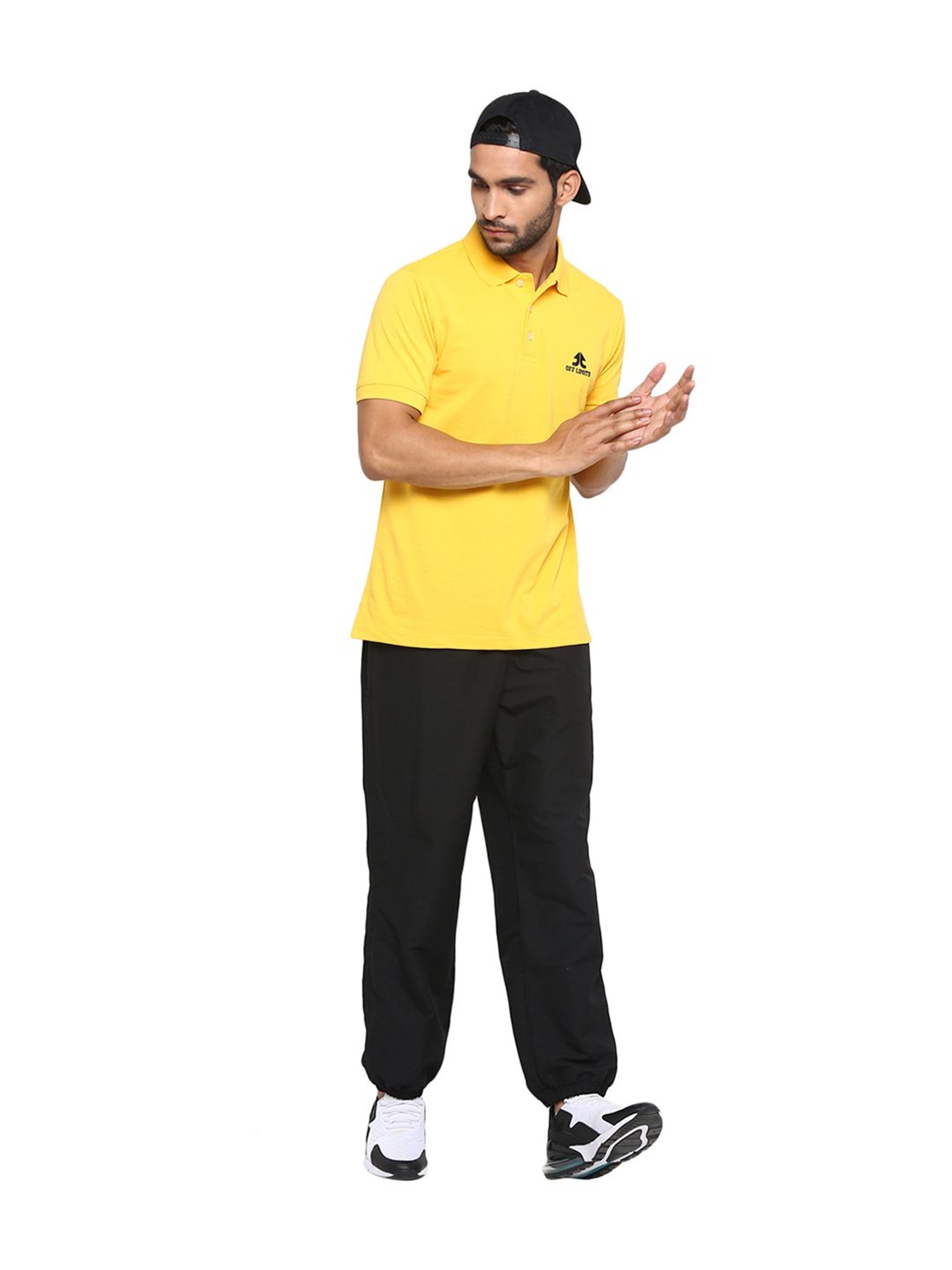OFF LIMITS Yellow Short Sleeves Solid Polo T-Shirt
