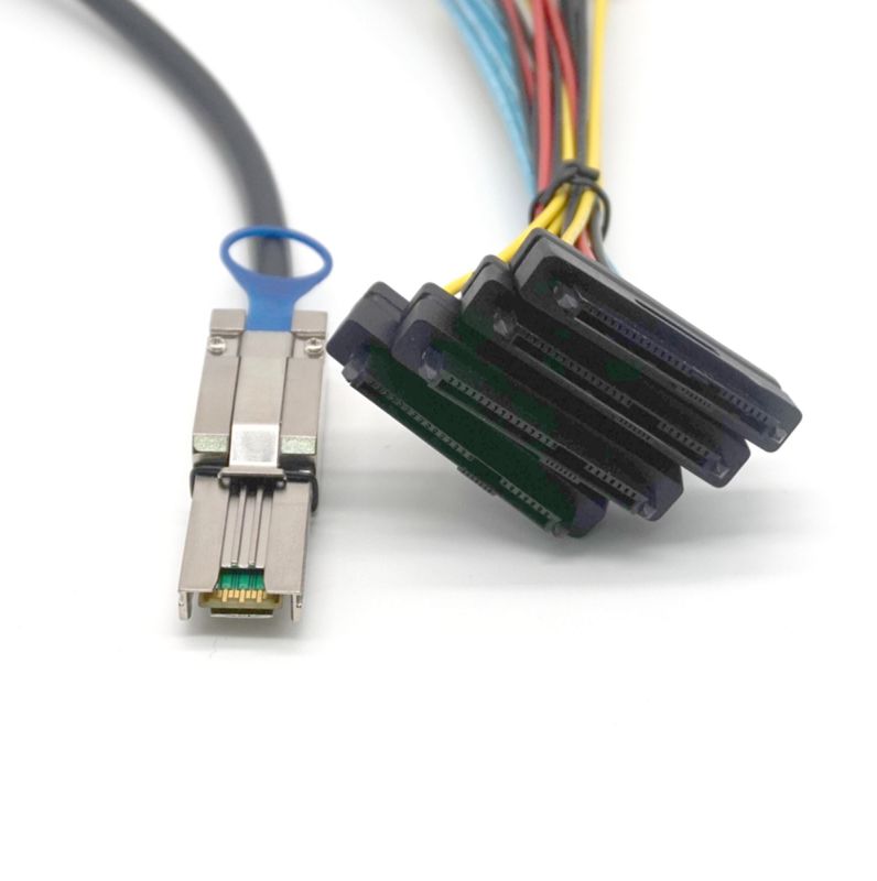 Weastlinks Mini SAS 4x Mini SAS26P SFF-8088 to 4 SFF 8482 SAS29P Power Cable