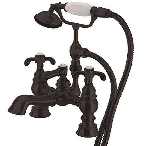 Kingston Brass Vintage 7" Deck Mount Clawfoot Tub Filler with Hand Shower