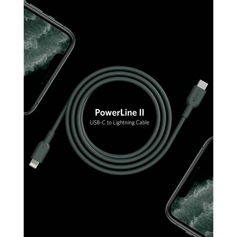 USB C to Lightning Cable [6ft MFi Certified] Powerline II for iPhone 12 Pro Max/12/11 Pro/X/XS/XR/8 Plus/AirPods Pro, Supports Power Delivery (Charger Not Included) (Green)