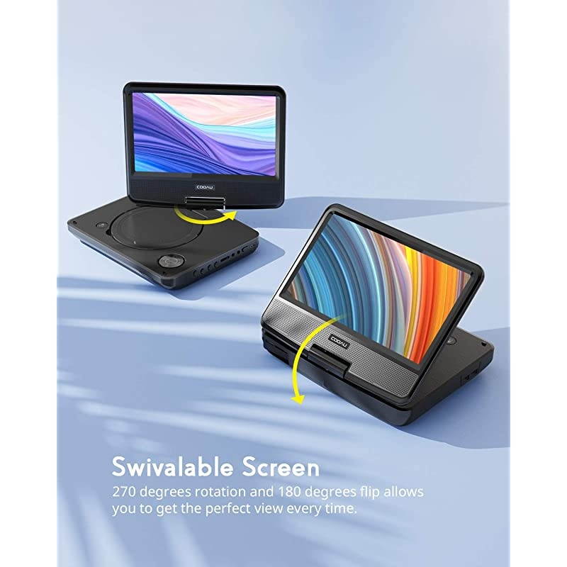 11 Portable DVD Player Support Power Bank Charging Last Memory Function Region Free SDUSBAVOut Port with HD Swivel Screen Black