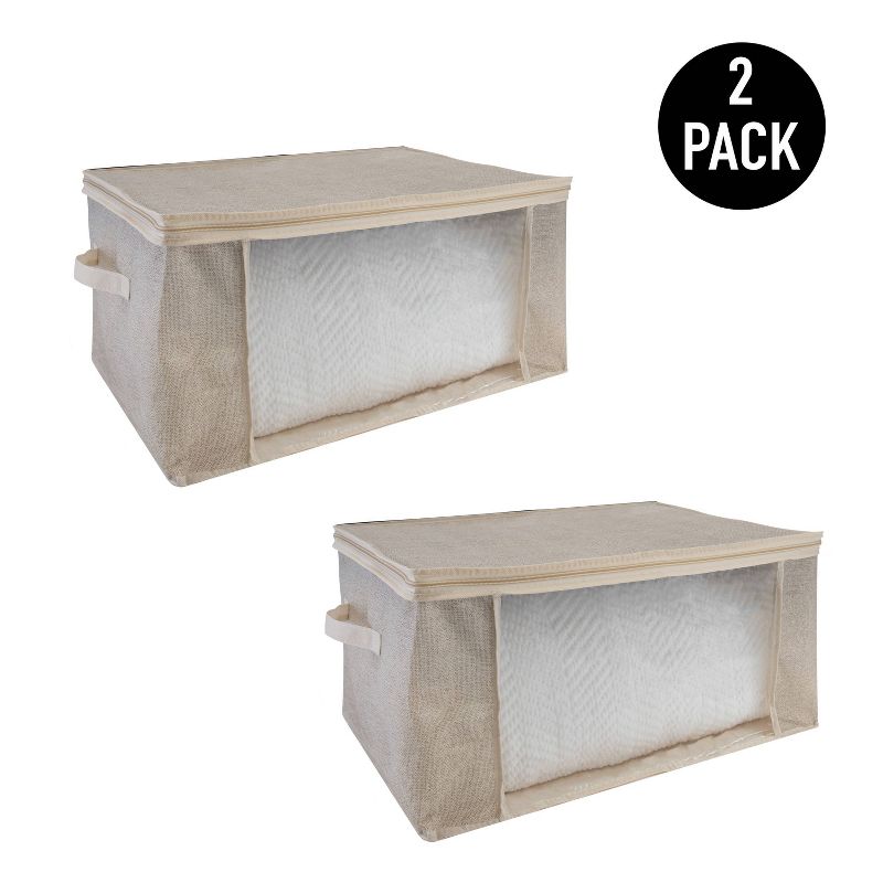Simplify 2pk Blanket Storage Bags Beige