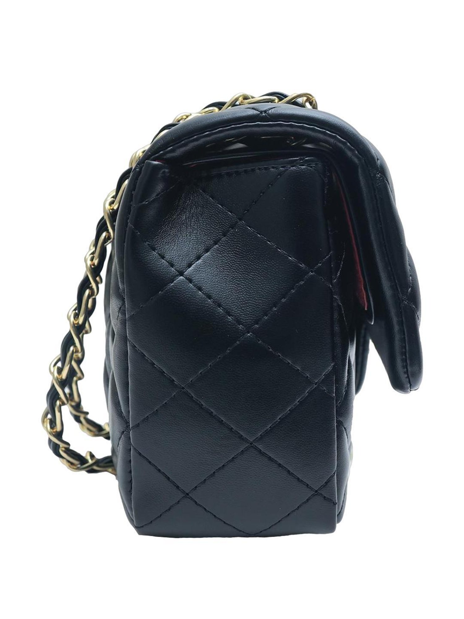 Angeline Black Textured Medium Sling Handbag