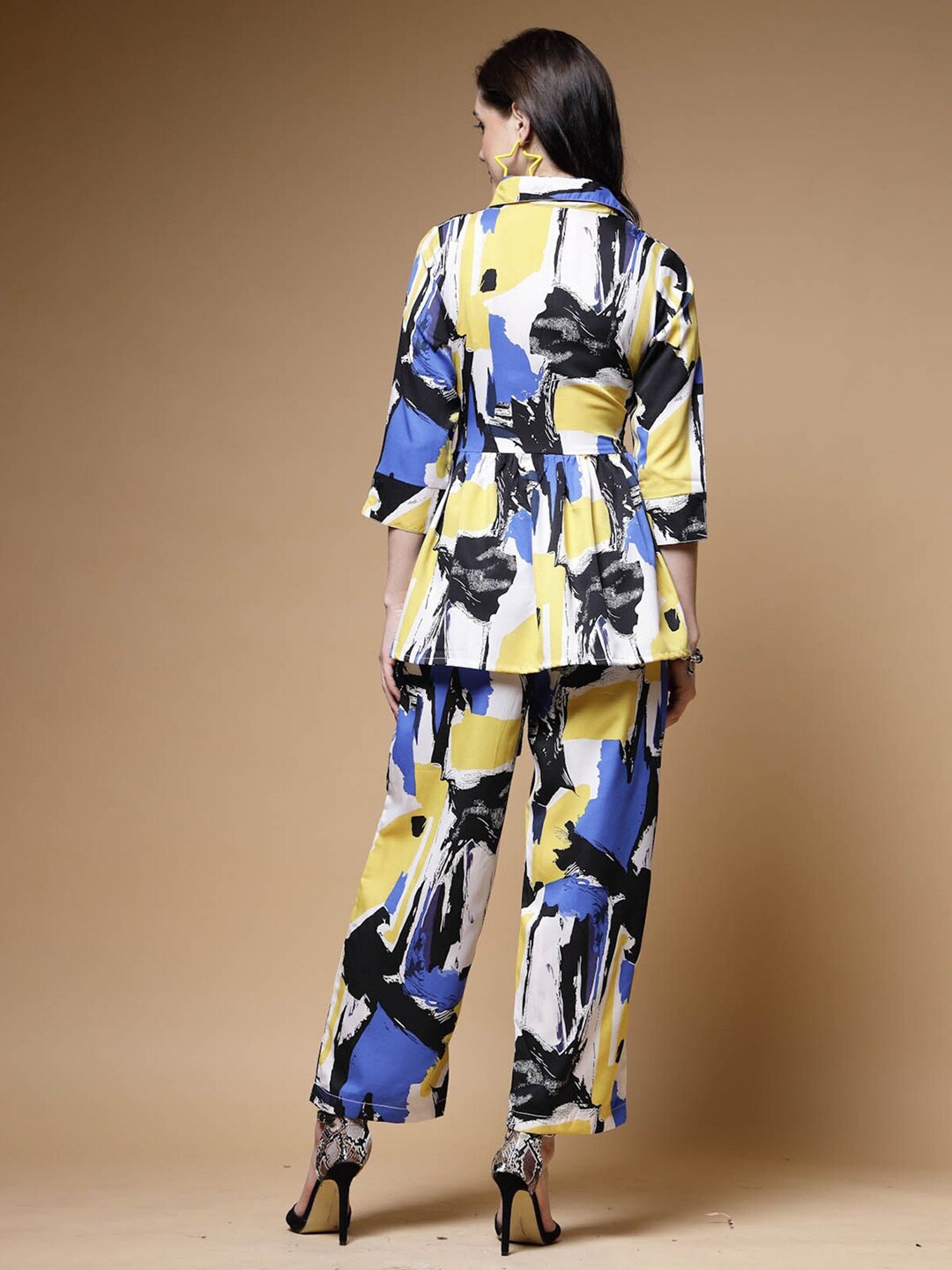 Melon by PlusS Multicolored Printed Shirt Pant Set With Waist Belt