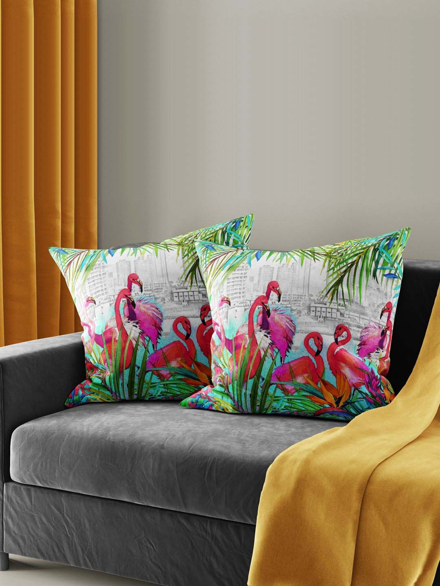 Bianca Ruyal Pink & Green Microfibre Medium Cushion Cover - Set of 2