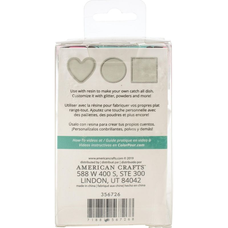 American Crafts Color Pour Resin Mold 3/Pkg-Catch All Dish - Square, Circle & Heart