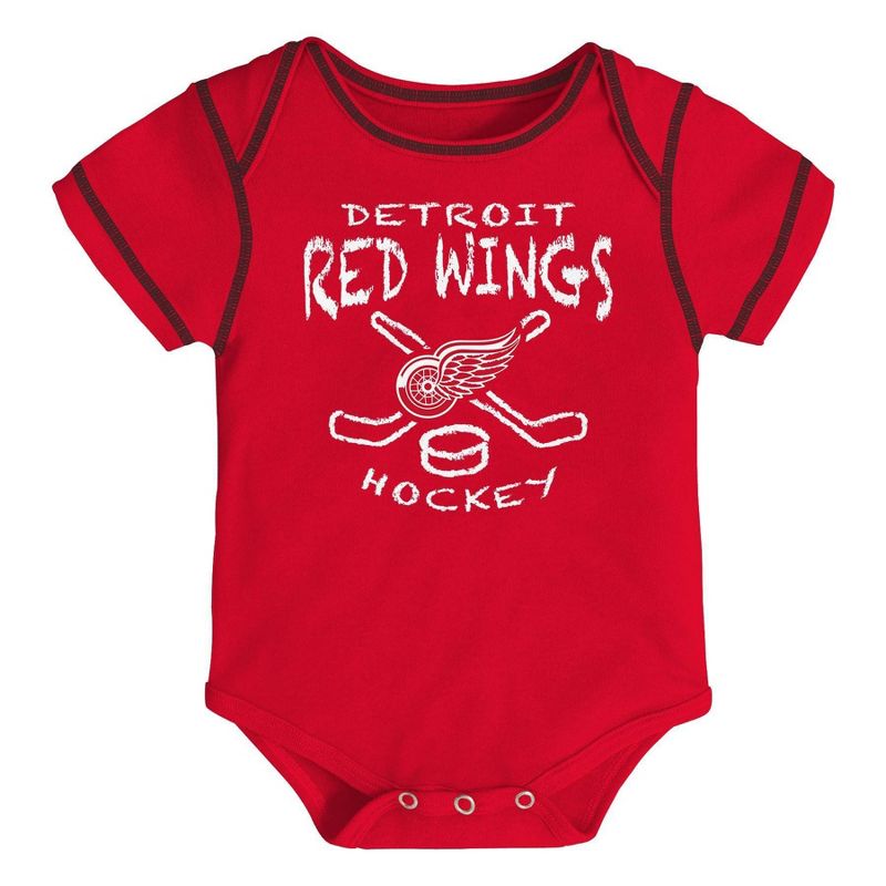 NHL Detroit Red Wings Baby Boys' Game Winner Bodysuit Set 3pk - 0-3M