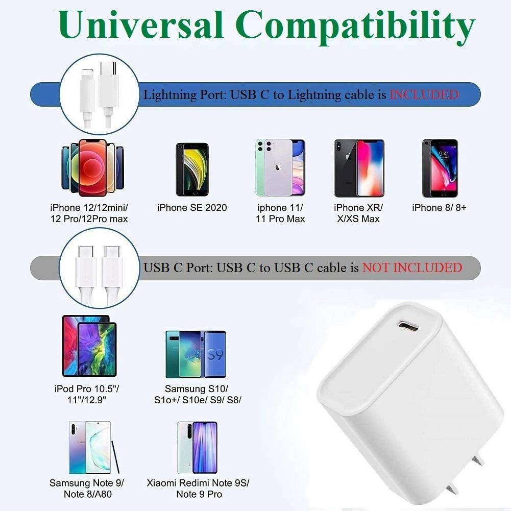 [Apple MFi Certified] iPhone Fast Charger 20W PD Type C Power Wall Charger Plug with 3.3ft USB C to Lightning Fast Charging Data Sync Cable Compatible with iPhone 12/12 Pro/11/XS/XR/X/8/SE/iPad