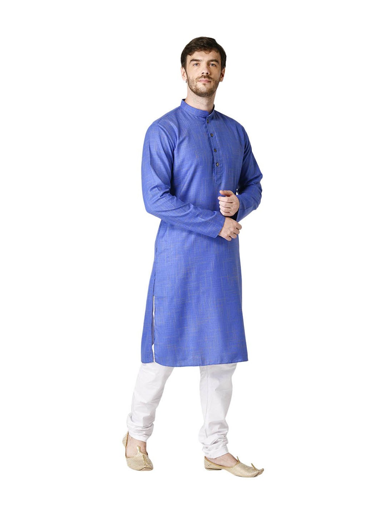 Tabard Blue Checks Kurta & Churidar Set
