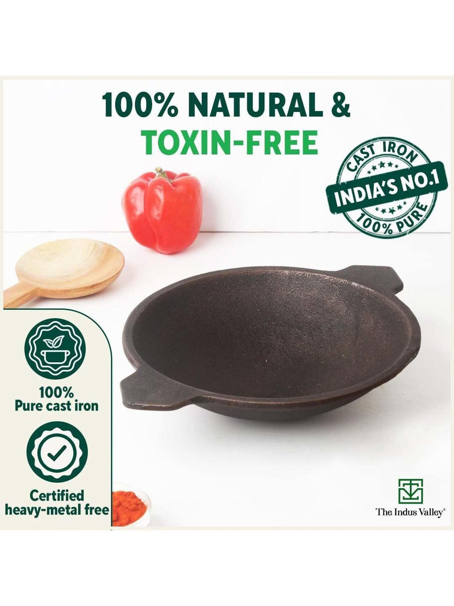 The Indus Valley Black Cast Iron 22.09 cm Vellapam Pan (0.5 L)