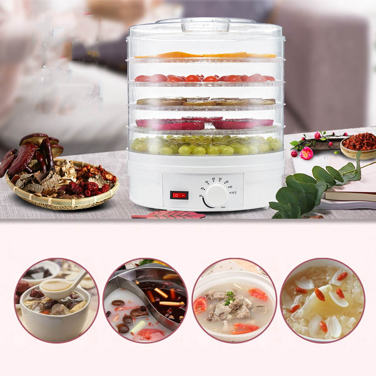 Dehydration Dryer Dried Fruit Machine Household Fruit Dryer Food Dehydrator Meat Medicinal Food Air Dryer-AU Plug