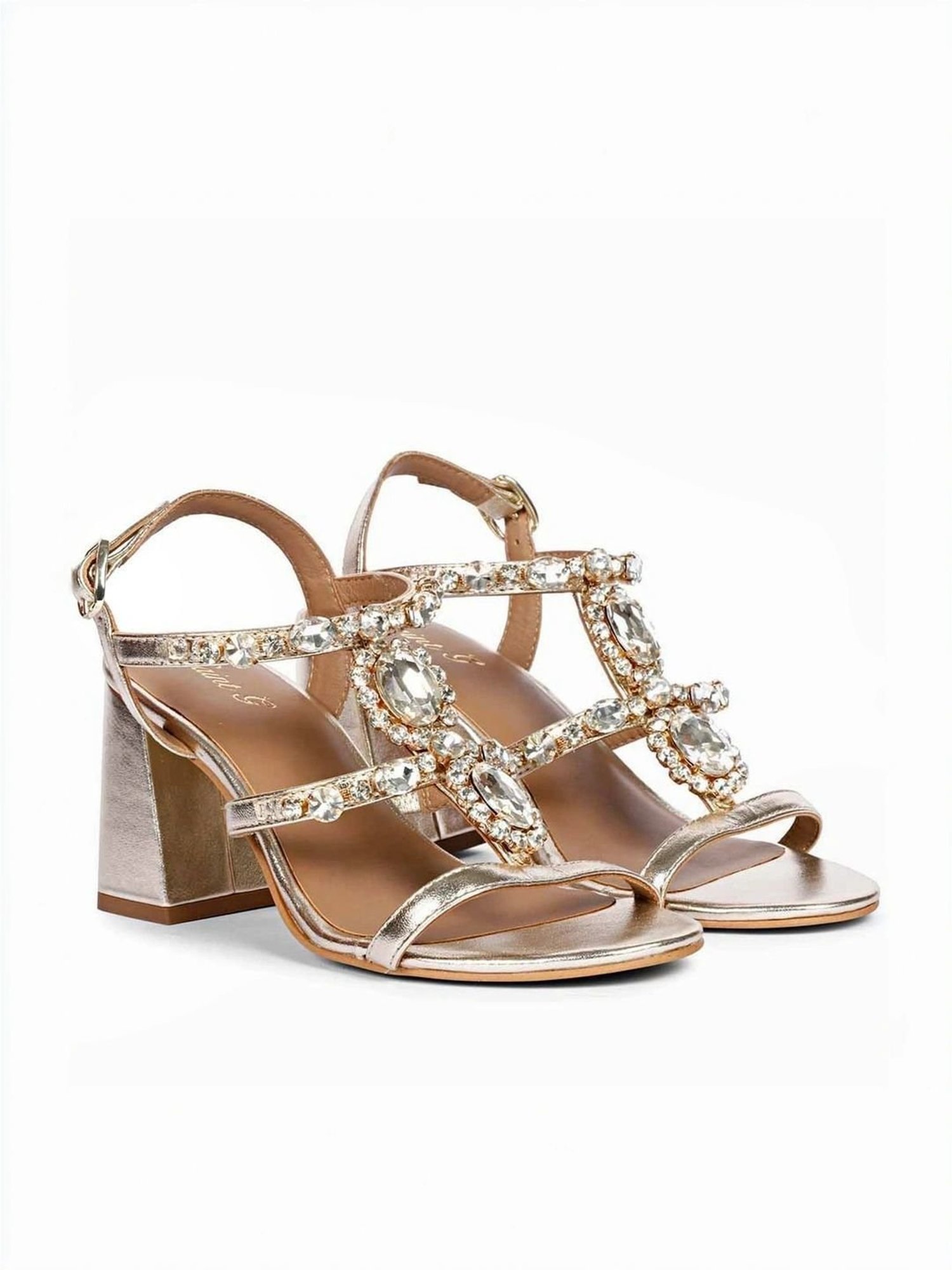 Saint G Women's Adorned Platin Ankle Strap Sandals