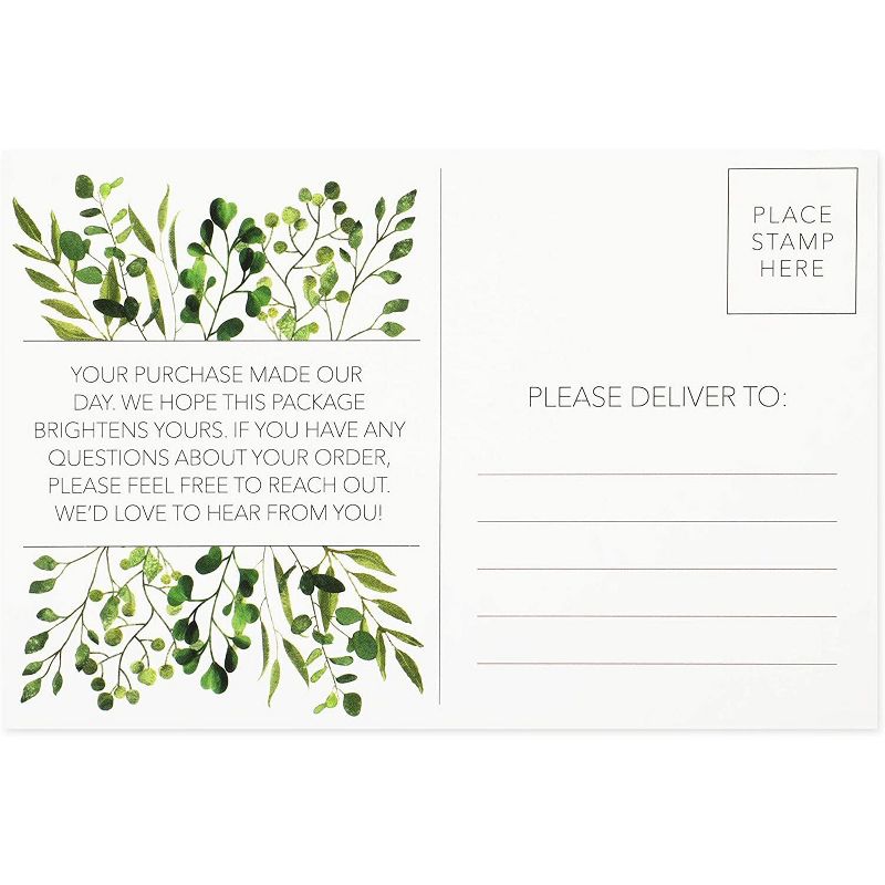 Pipilo Press 48-Pack Thank You For Your Order Postcards, Green Floral Design (4 x 6 In)