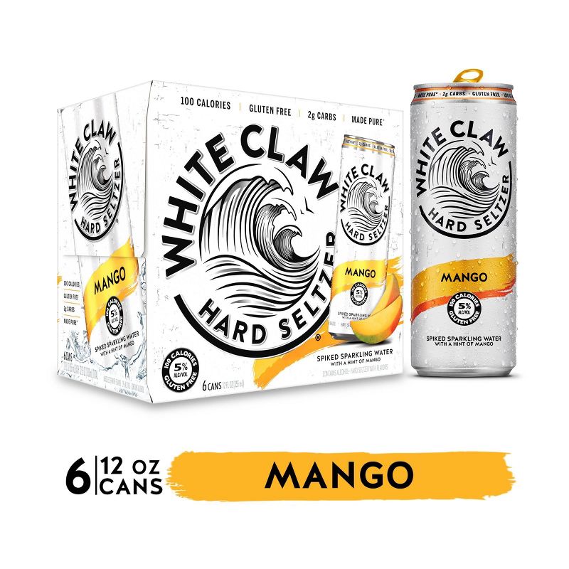 White Claw Mango Hard Seltzer - 6pk/12 fl oz Slim Cans