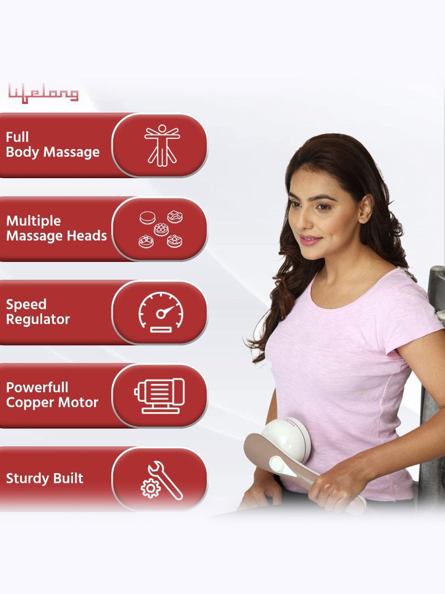 Lifelong LLM180 Electric Handheld Full Body Massager (Brown)