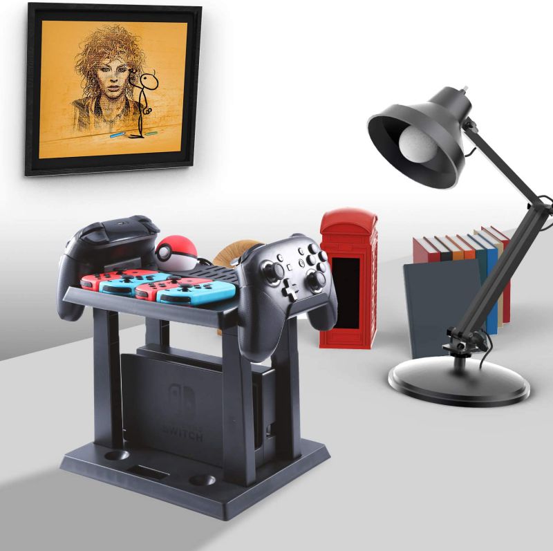 Storage Stand for Nintendo Switch, Storage Stand Controller Holder for Nintendo Switch Accessories and 2 Poke Ball Plus Controllers