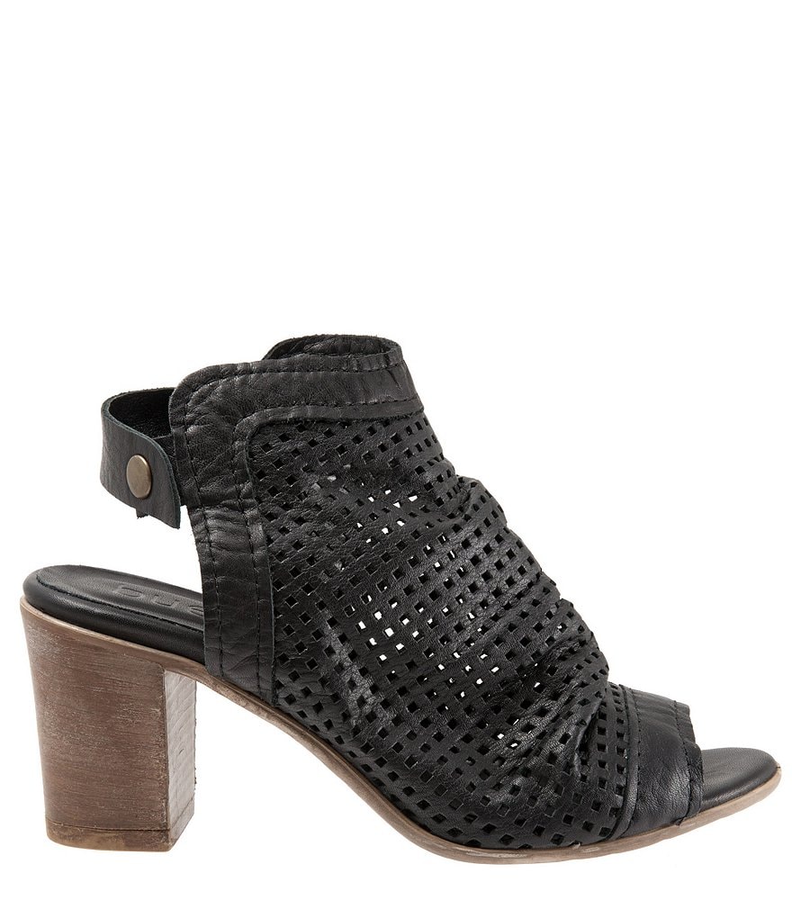 Bueno Udo Perforated Leather Slingback Block Heel Sandals