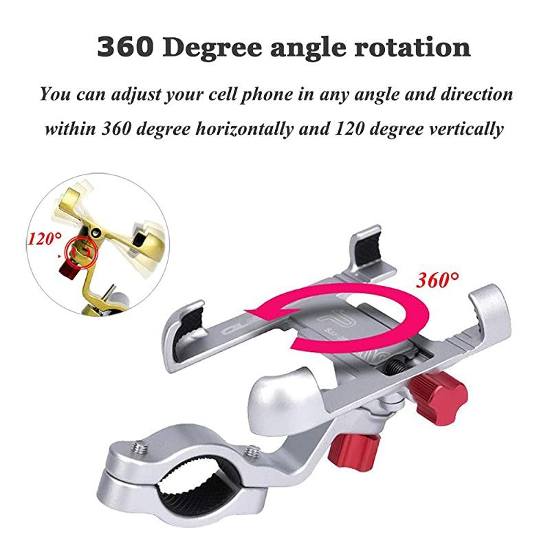 Universal Bike Phone Mount Aluminum Alloy Bicycle Handlebar Phone Holder with 360 Adjustable Holds Cellphone from 2237 Wide Fits iPhone Xs|XS Max XR X 8 | 8+ Galaxy S10 S10+