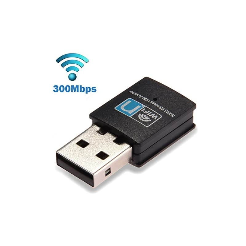 300Mbps USB WiFi Adapter,  Wireless LAN Network Card Adapter WiFi Dongle for Desktop Laptop PC Windows 10 8 7 XP MAC OS (Plug-and-Play for Windows10)
