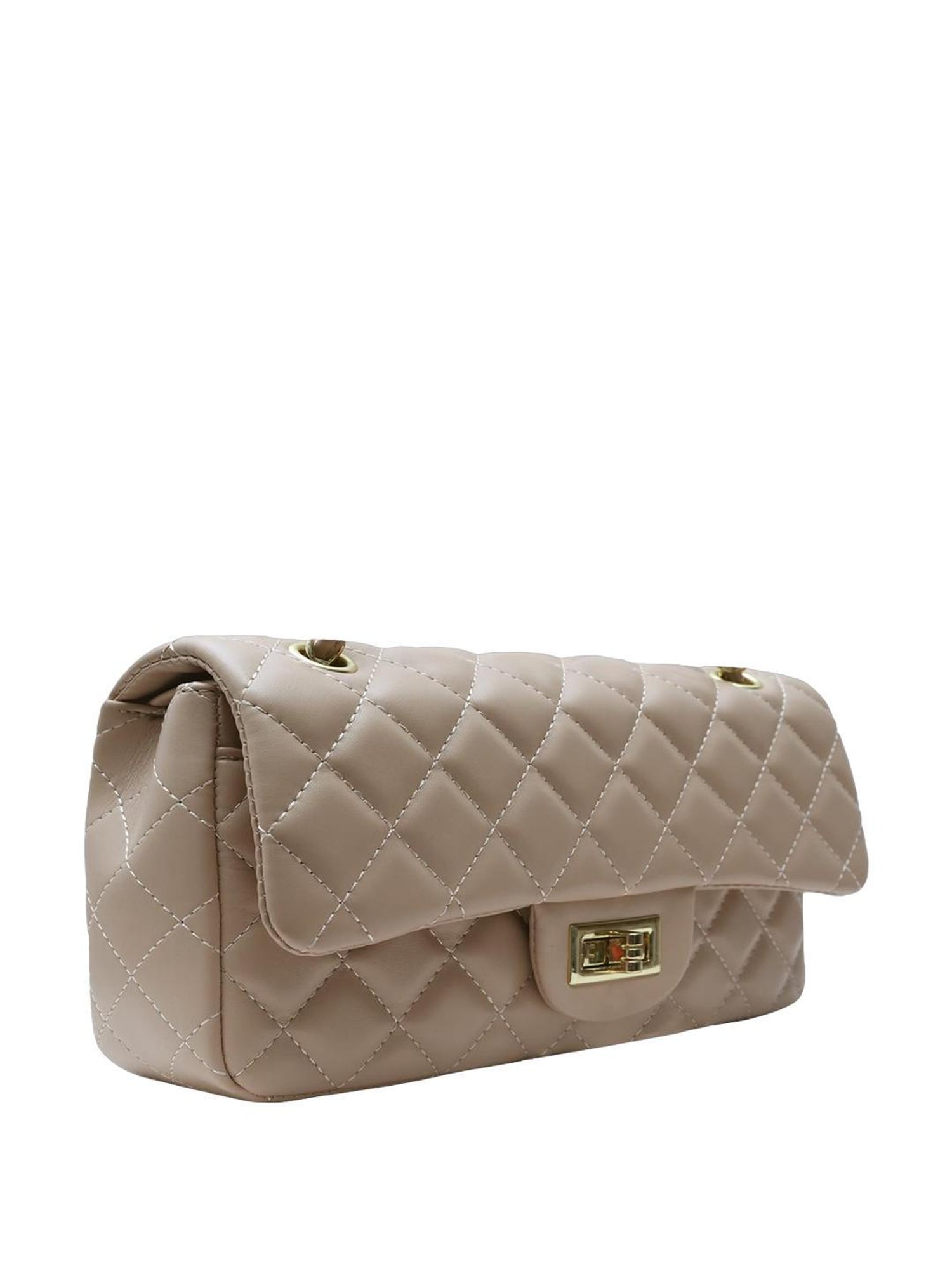 Angeline Beige Textured Medium Sling Handbag