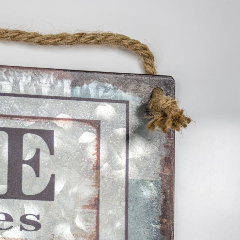 11" x 20" Beach House Galvanized Metal Vintage Hanging Wall Sign with Rope - American Art Decor