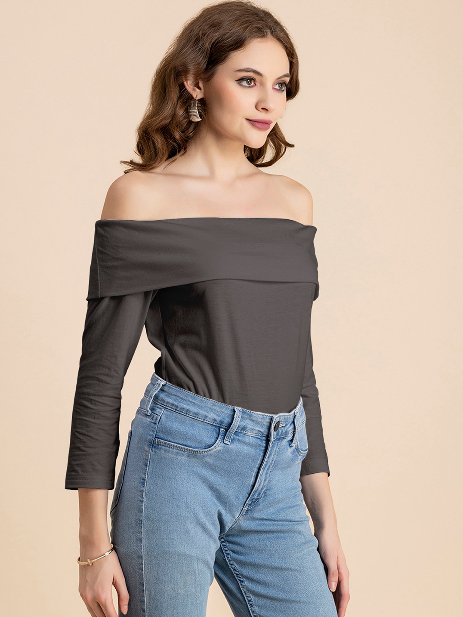 Moomaya Grey Regular Fit Top