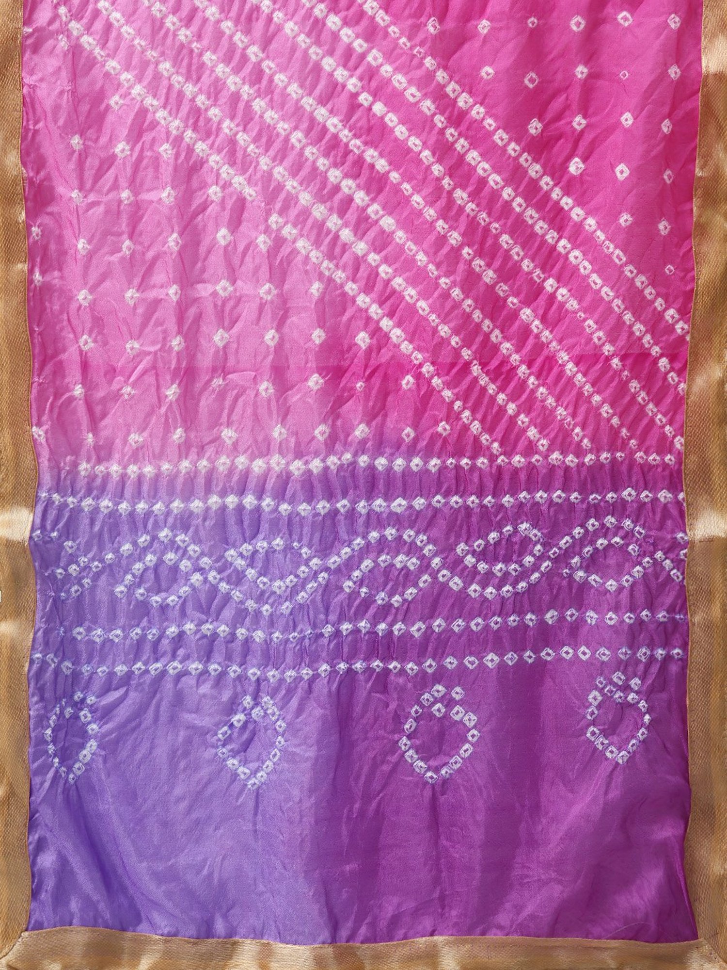 Geroo Jaipur Pink & Purple Bandhani Print Dupatta
