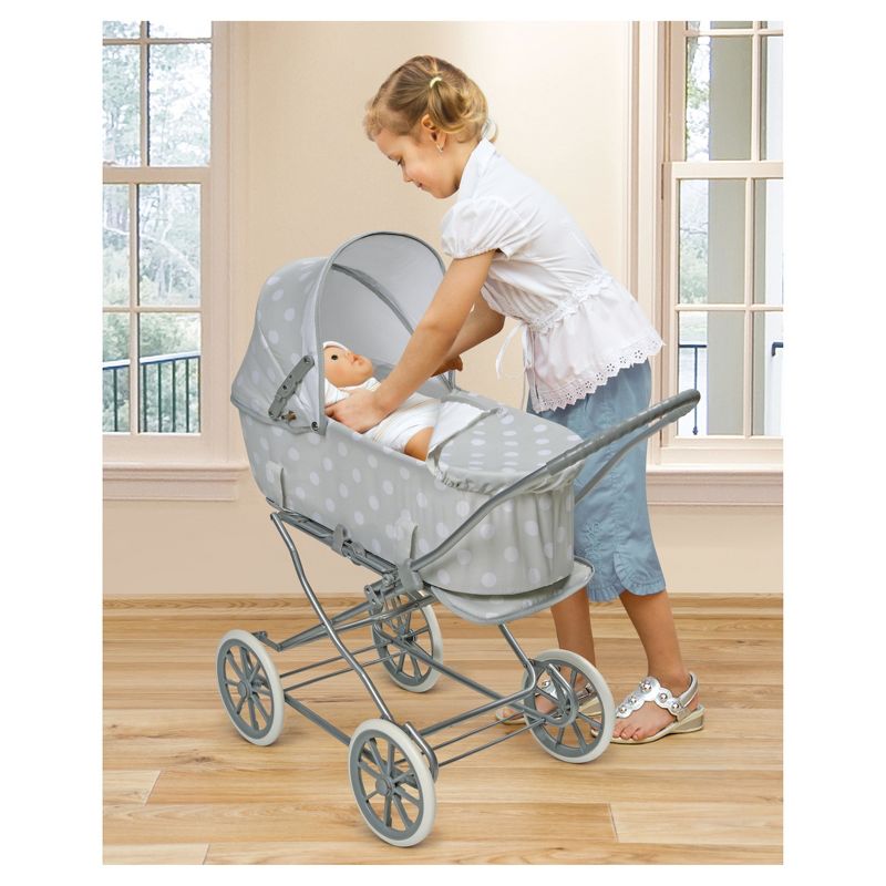 Badger Basket Just Like Mommy 3-in-1 Doll Pram/Carrier/Stroller - Gray/Polka Dots