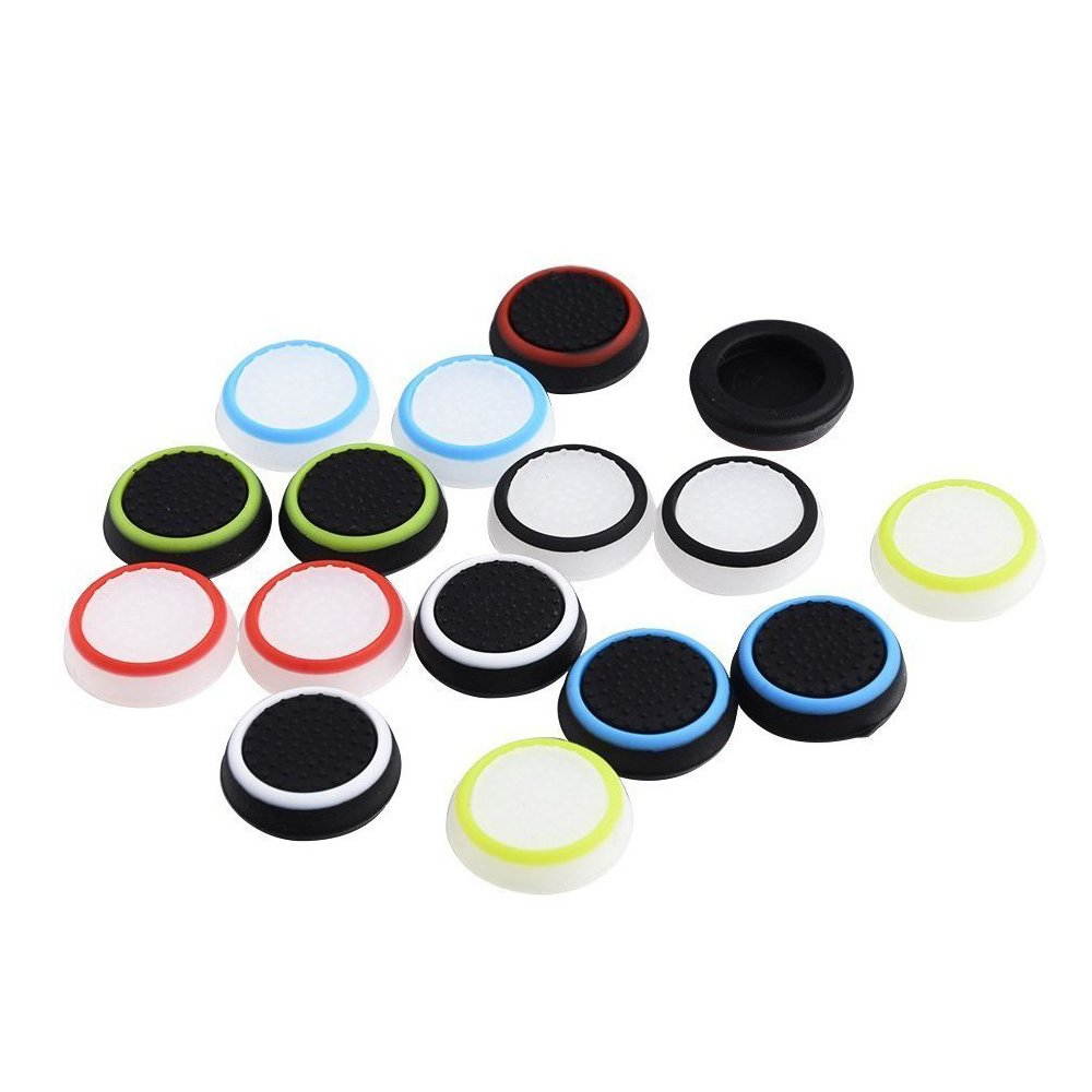 XFUNY 8 Pairs/16 PCS Replacement Silicone Analog Controller Joystick Luminous Thumb Stick Grips Caps Cover for PS4 PS3 PS2 Xbox One/360 Game Controller